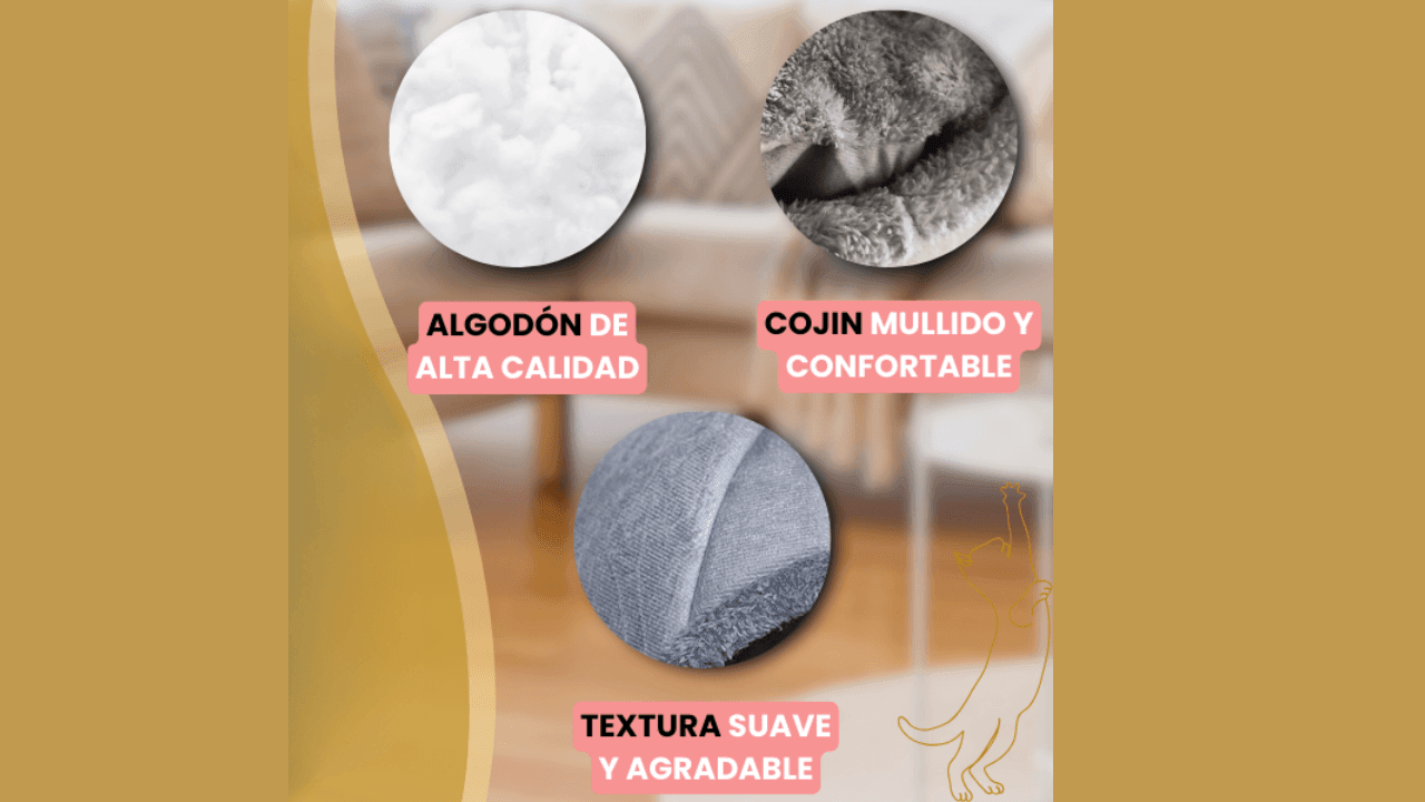 Textured close-ups showing high-quality cotton, fluffy comfortable cushion, and soft smooth texture.